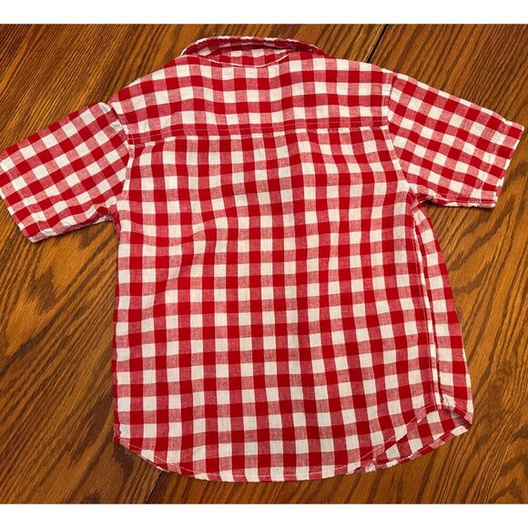 member's mark red and white check plaid button down collared shirt size 6/7 - Picture 3 of 3